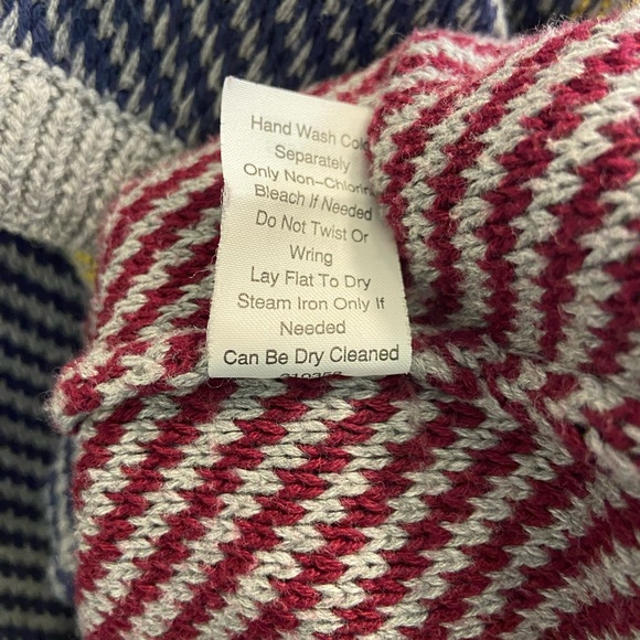 Cabi Long Wrap Cotton Sweater Colorblock Navy Grey Burgundy Yellow Warm Hygge XL - Picture 6 of 8